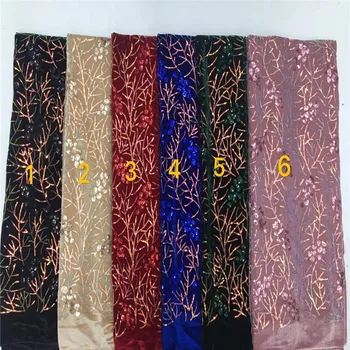

High Quality African nigerian tulle Lace Fabric Sequins Velvet Lace Fabric Embroidery fabric for sewing guipure nigerian dress