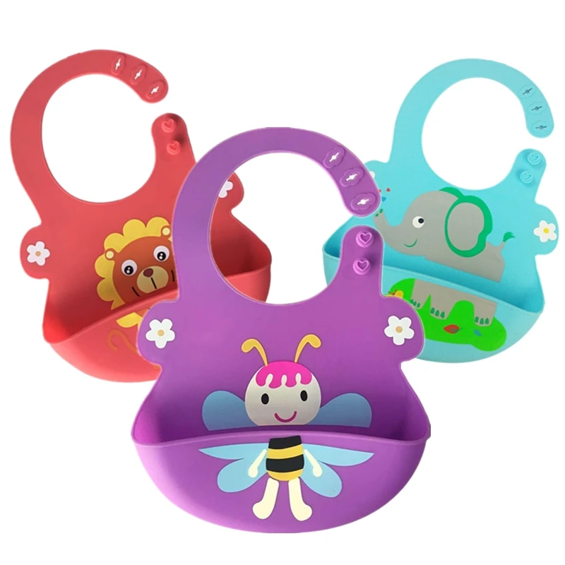 

Top Quality Baby Bibs Baberos Waterproof Silicone Cute Animals Fruit Meals Pocket Newborn Infant Feeding Bibs Baby Saliva Towel