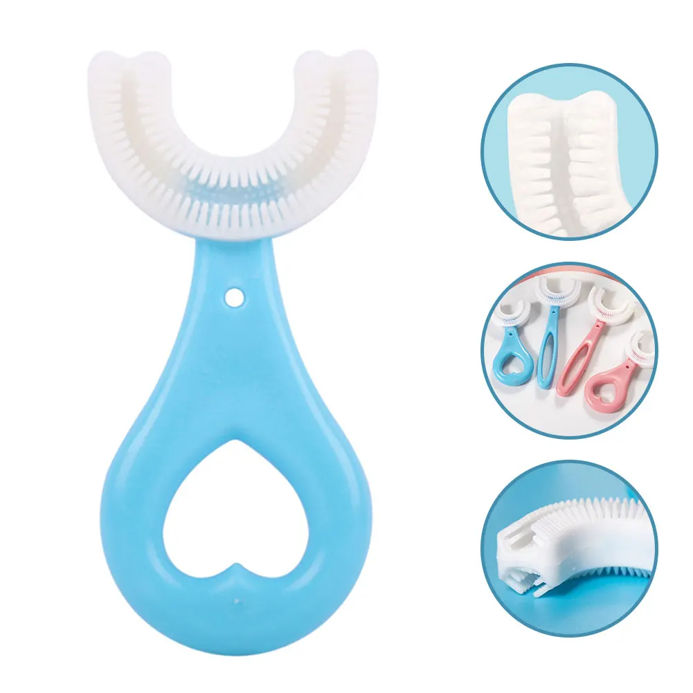 Kids Toothbrush U-Shape Infant Toothbrush with Handle Silicone Oral Care Cleaning Brush for Toddlers Ages 2-12 Drop Shipping