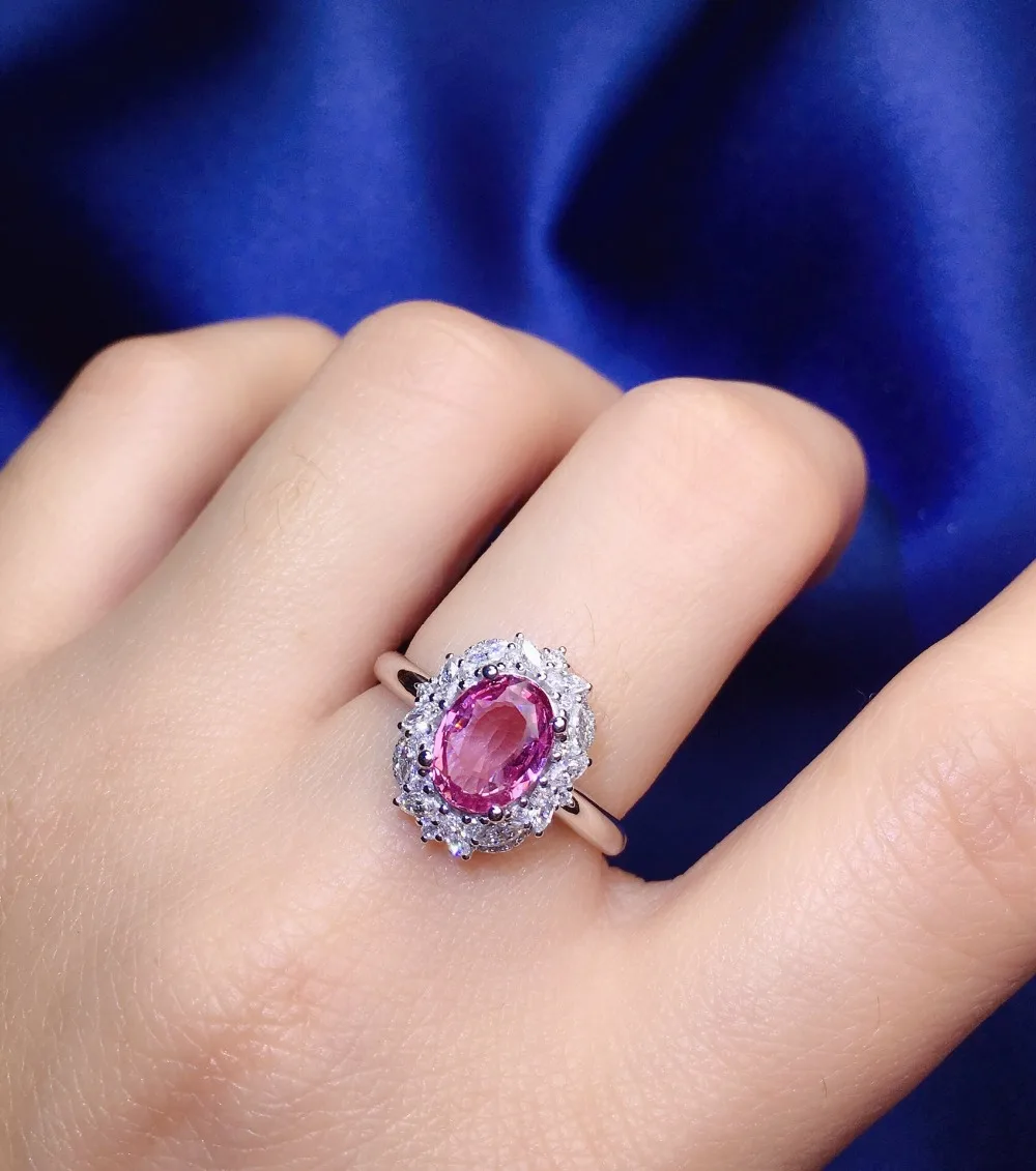 Сапфировое Кольцо 1.62ct Настоящее чистое 18 К БЕЛОЕ ЗОЛОТО ПРИРОДНЫЙ розовый сапфир падпарадша драгоценные камни 18 К золото бриллианты камень женское кольцо