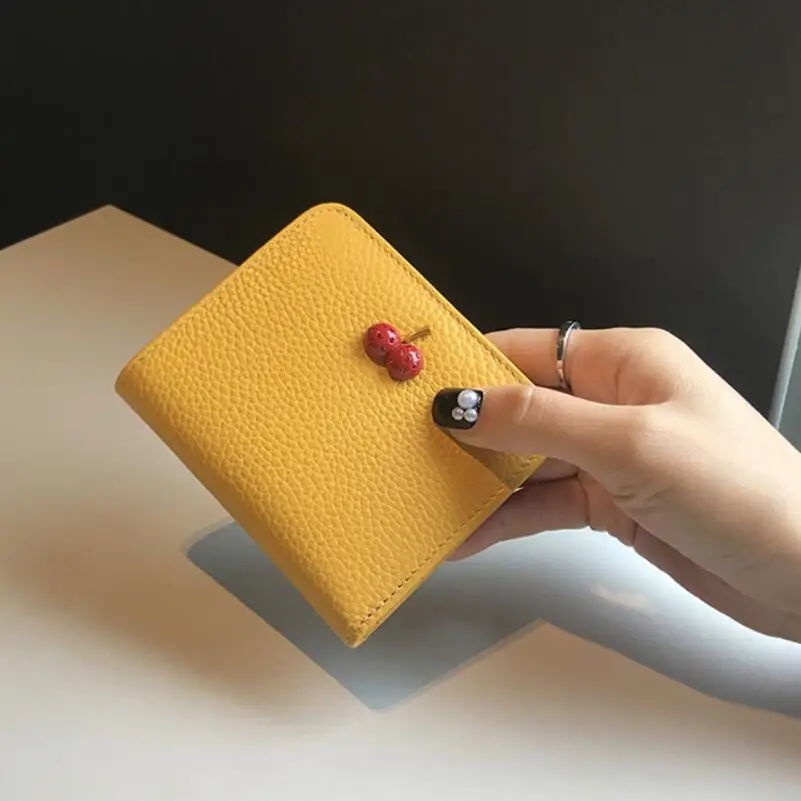 Женские кошельки San Maries маленькие модные брендовые из коровьей кожи на молнии