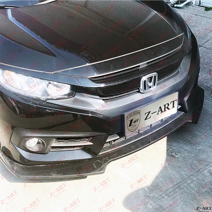 Z-ART plastic front lip for Honda Civic- carbon fiber looks front chin for Honda Civic FC5 FK8 plastic front spoiler