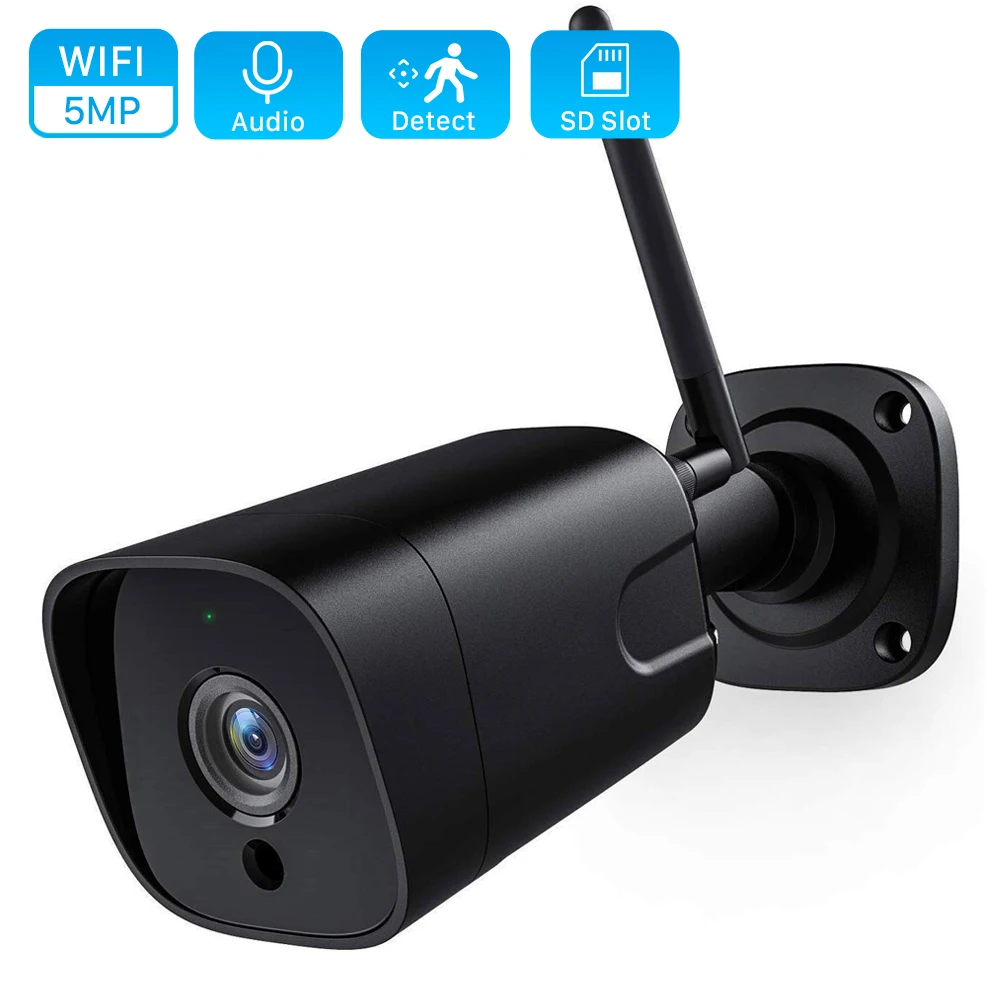 

5MP Wifi IP Camera Metal 1080P Wireless Wired CCTV Bullet Camera Outdoor Two Way Audio IR 20m P2P Wifi Camera TF Card Slot iCsee