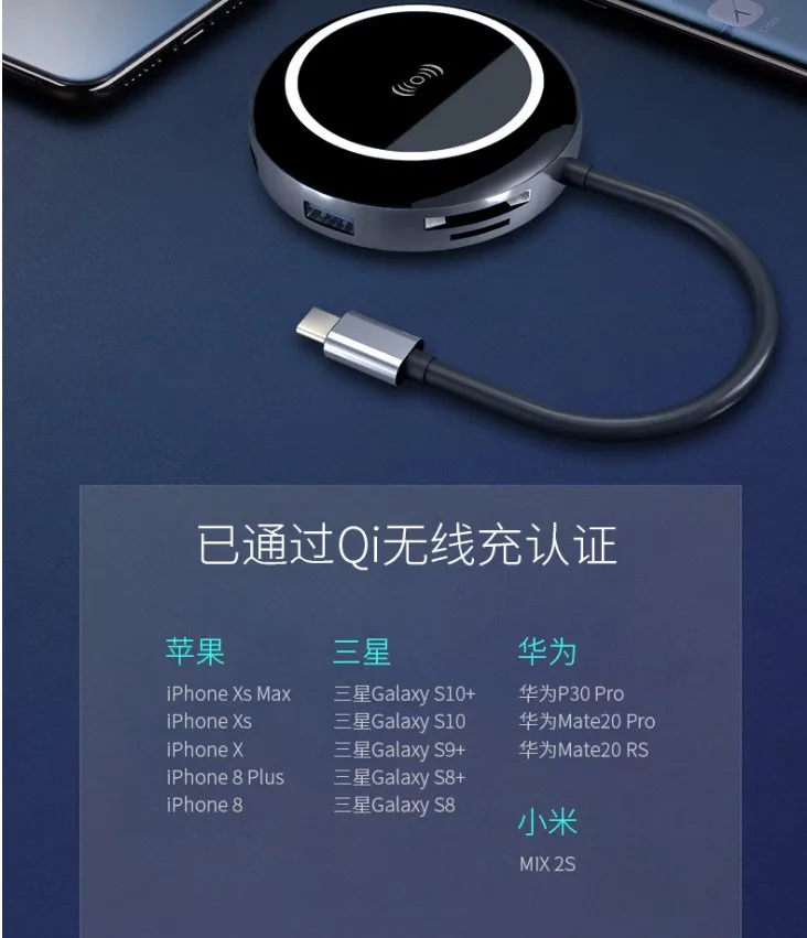9 в 1 USB 3,1 USB-C type C концентратор к USB 3,0 SD TF RJ45 HDMI type C зарядка PD QI адаптер для беспроводной зарядки для iPhone Macbook
