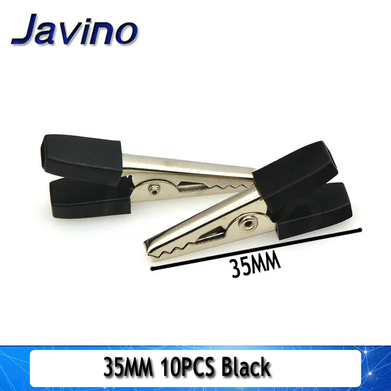 35MM 10PCS BLACK 10PCS 35MM/50mm Plastic Handle Test Probe Metal Alligator Clips - Цвет: 35MM 10PCS BLACK