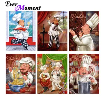 

Ever Moment Diamond Painting Chef Cook Cartoon Portrait Diamond Display Full Square Resin Drill 5D DIY Art Kits Handicraft 4Y521