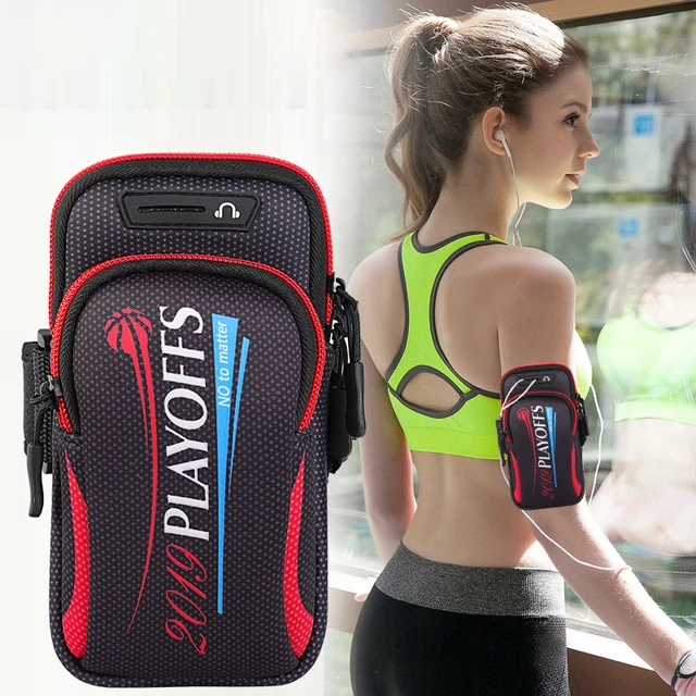 US $3.93 Double Pocket Sports Running Arm Band Bag Case Phone Wallet Holder Outdoor Pouch On Hand Gym Belt C