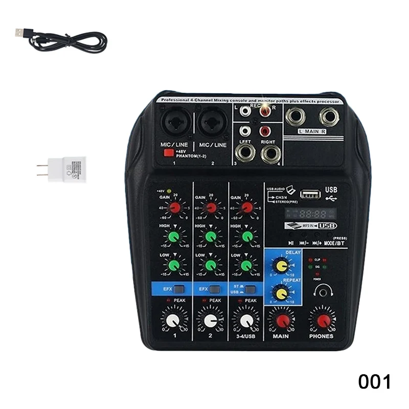 Mini USB Audio Mixer Amplifier Amp Bluetooth Board 48V Phantom Power 4 Channels for DJ Karaoke ENA88 - Color: Light Grey