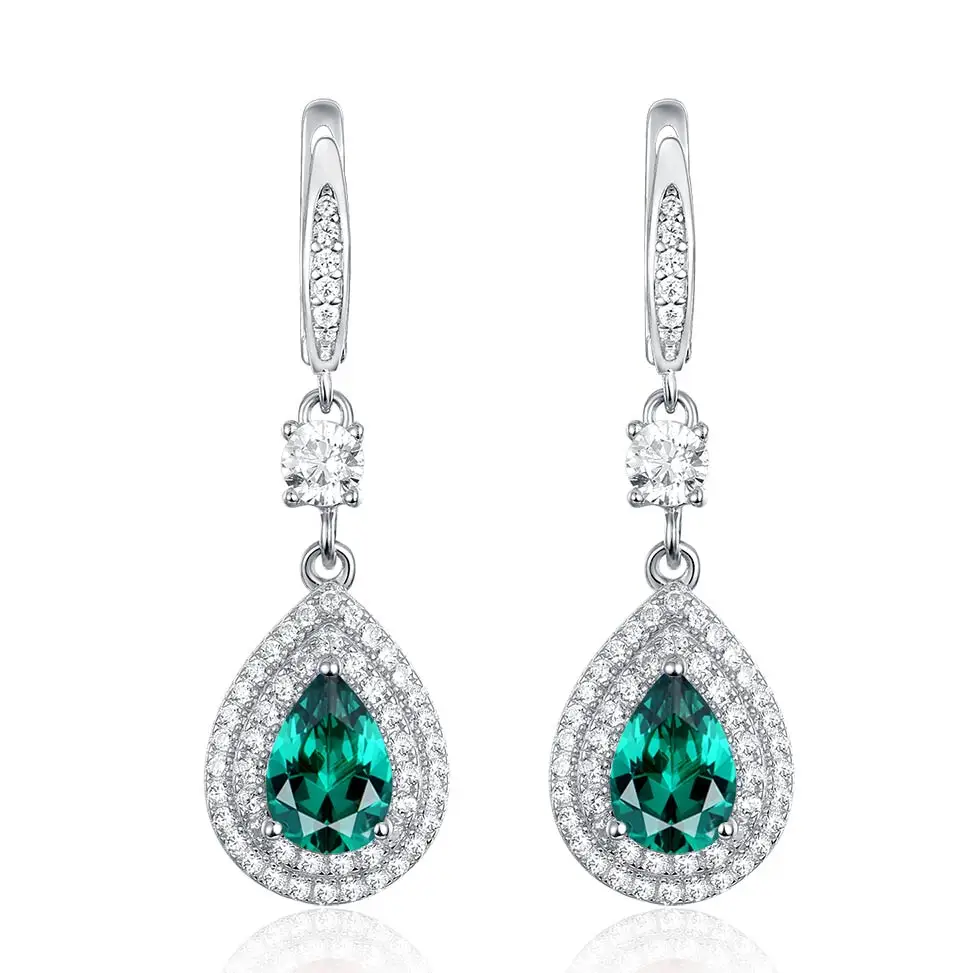 Emerald Серьги-клипсы с драгоценными камнями kuolit Diaspore для женщин, 925 пробы, серебро, Zultanite, цвет, меняющий камень, модный Рождественский подарок - Цвет камня: Emerald