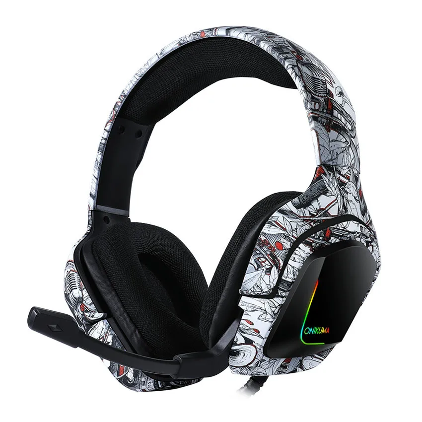 ONIKUMA K20 PS4 гарнитура игровые наушники с микрофоном светодиодный свет объемный звук бас PC Gamer наушники для нового Xbox One телефон