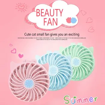 

Cute USB Small Folding Fan Mini Portable Fan With Makeup Mirror LED Light