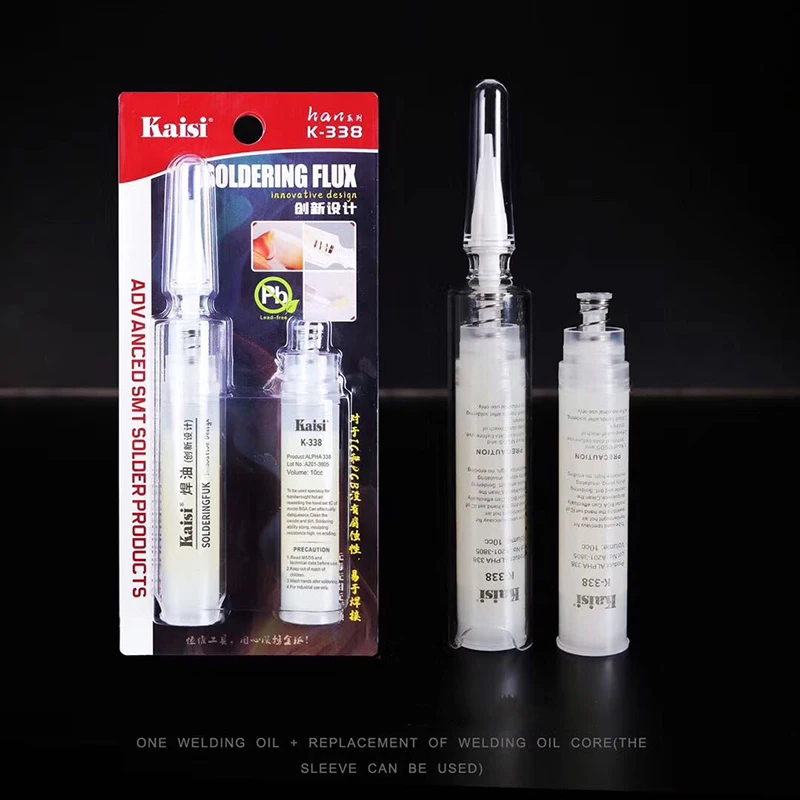 2Pcs Kaisi K-338 Solder Flux BGA PCB No-Clean Solder Paste Welding Advanced Oil Flux No corrosion 10cc Soldering Repair Paste 2pcs ug 78 paste bga pcb no clean solder paste insulation welding advanced oil flux grease 10cc soldering repair paste syringe