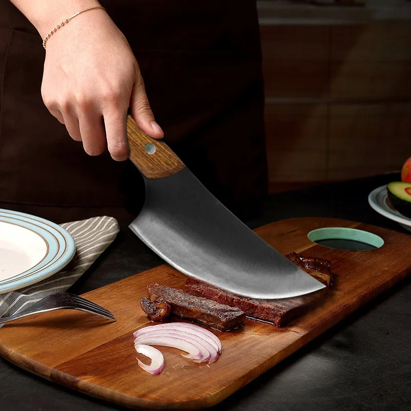 

6 Inch Kitchen Knives Handmade Forged Butcher Knife Full Tang Handle High Clad Steel Meats Cleaver Cooking Knife Kitchen Tools