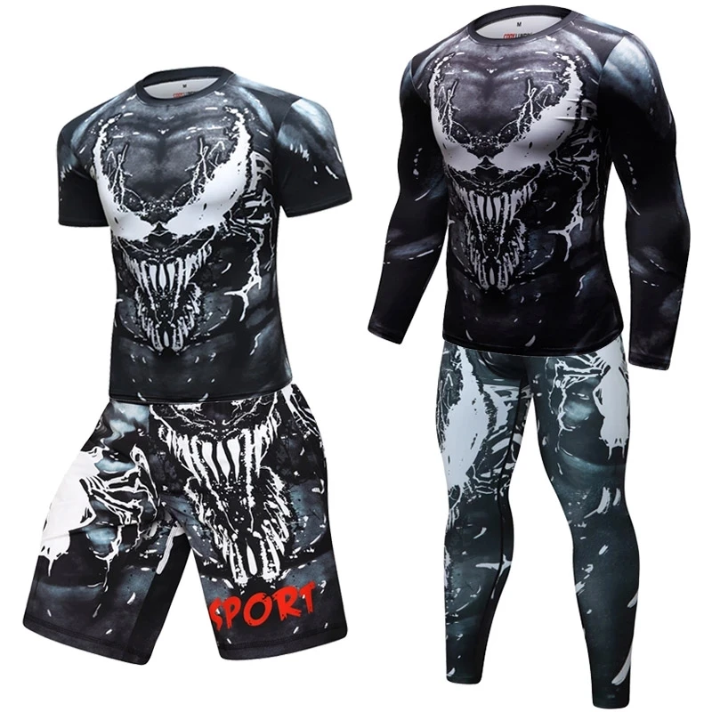 Rashguard Men's Kimono Jiu Jitsu Mma T-shirt + Pants Sets Muay thai Shorts Bjj Rashguard for Men Gym Boxing Jerseys Clothing Boxeo sports apparel mens t shirt