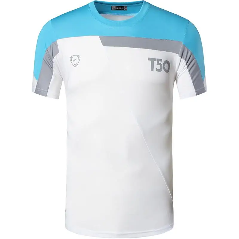 

jeansian Sport Tee Shirt Tshirt T-shirt Running Gym Fitness Workout Football Short Sleeve Dry Fit LSL135 White