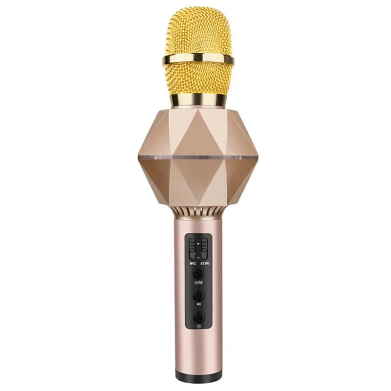 gold NEW-K7 караоке с конденсатором и Bluetooth беспроводной микрофон rophone металлический микрофон Kara Ok Музыка Пение Bt беспроводной микрофон для Android Ios - Цвет: gold