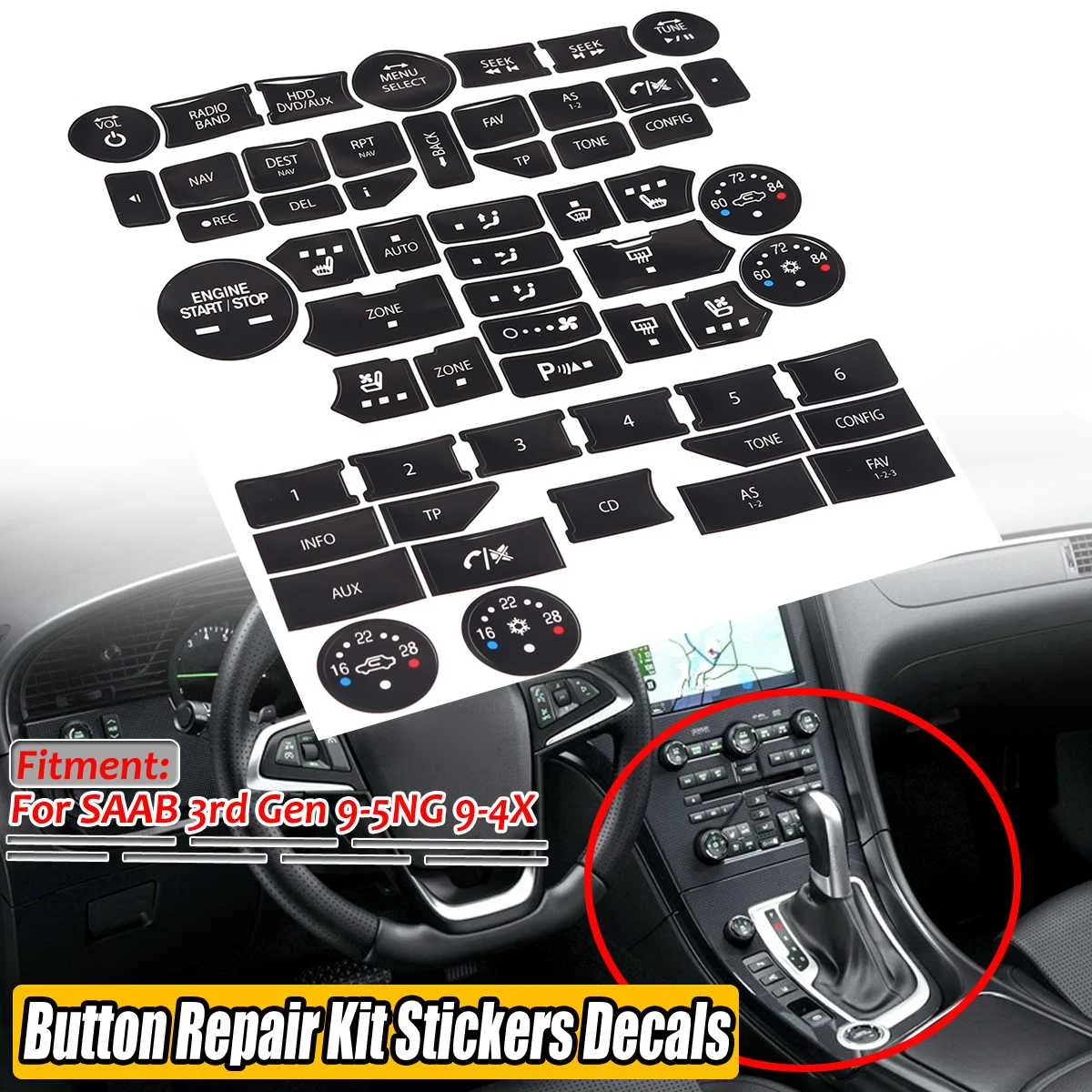 New Car Air Conditioning Climate Temperature Radio Repair Kit Stickers