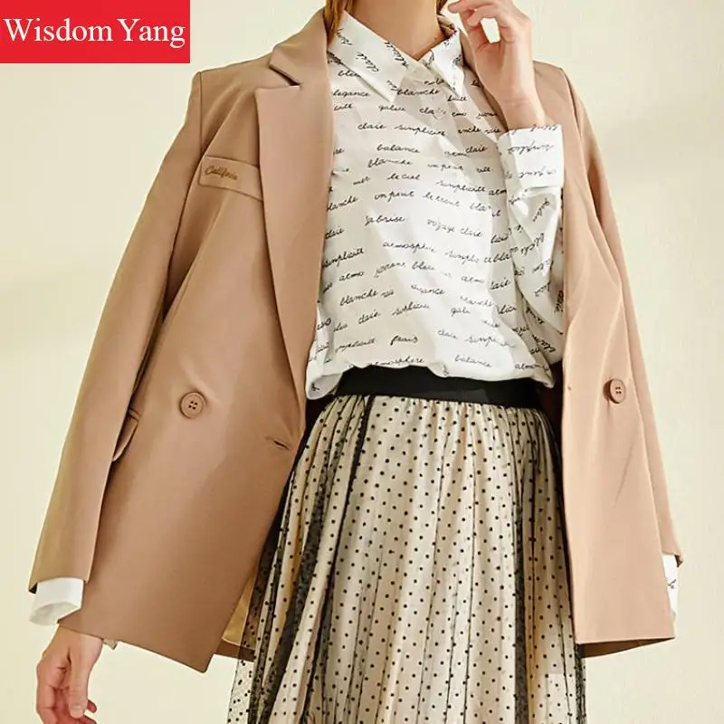 Buy Autumn Suit Jacket Womens Khaki Windbreaker Coat Female Business Coats Slim Jackets Suits Office Lady Korean Outerwear Overcoat