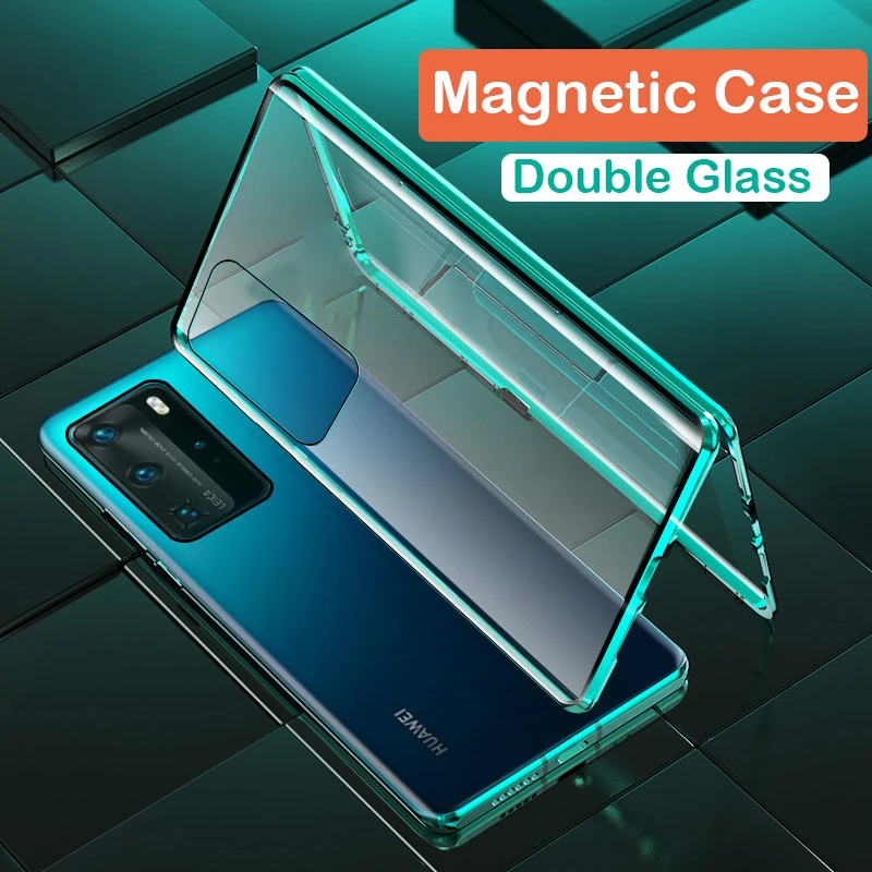 Магнитный чехол для Huawei P40 Pro Coque 5G Nova 7 SE стеклянный Play 4T металлический бампер Honor 30