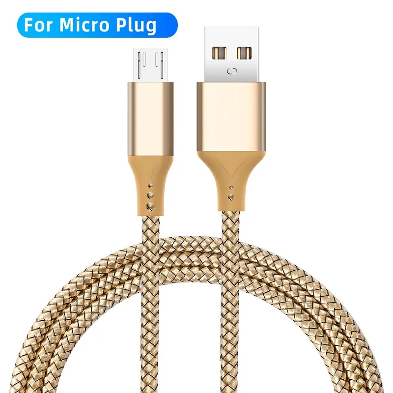 3A USB C кабель для samsung S8 S9 A50 type C провод для быстрой зарядки Micro usb кабель для huawei P30 Xiaomi нейлоновый зарядный кабель - Цвет: Gold For Micro