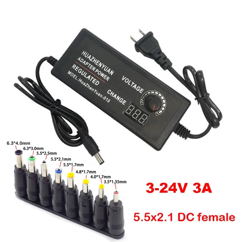 24V 3A Power Supply Adapter,100-240V AC to DC 24V 3A 72W Power Adapter  5.5mm x 2.1mm DC Output Jack 24V Volt AC Power 