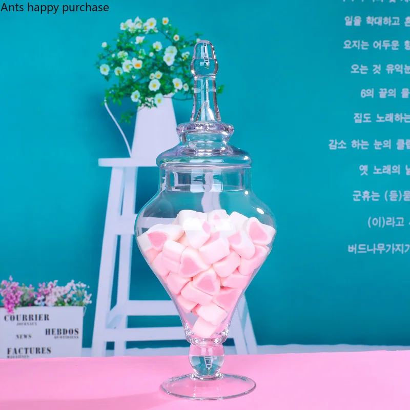 European Style Transparent Glass Food Candy Jar with Lid Decoration Household Glass Storage Jar Wedding Arrangement Decoration 2