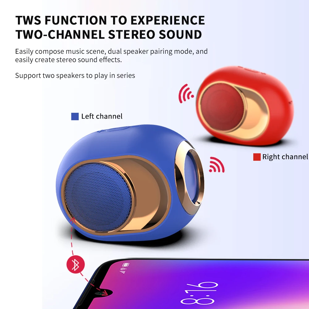 Bluetooth 5,0 динамик s Высокое Качество X6 беспроводная звуковая коробка стерео объемная музыка супер бас динамик HiFi Звук Поддержка TF карта