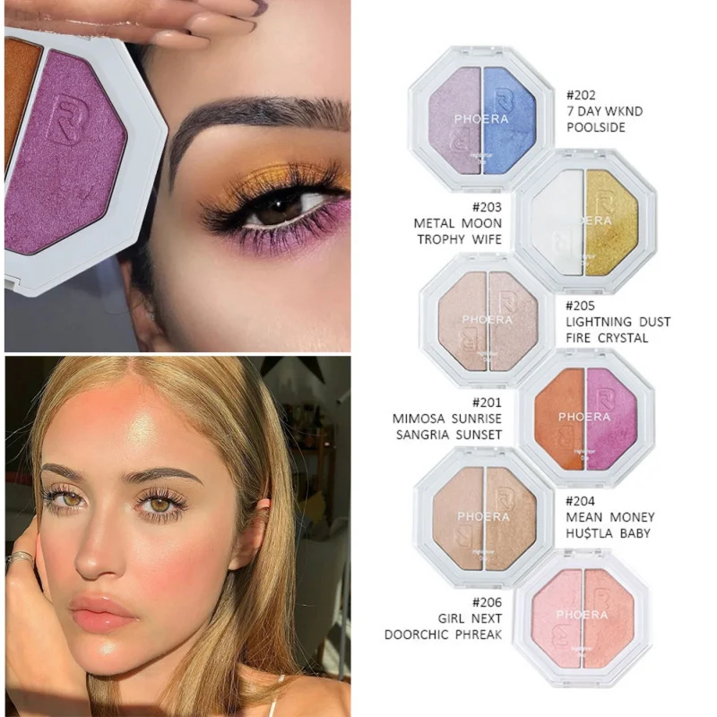 2 цвета highlighter пудра основа для макияжа кожи устойчивый цвет палитра для теней для век Косметика для макияжа MKXJ Новинка