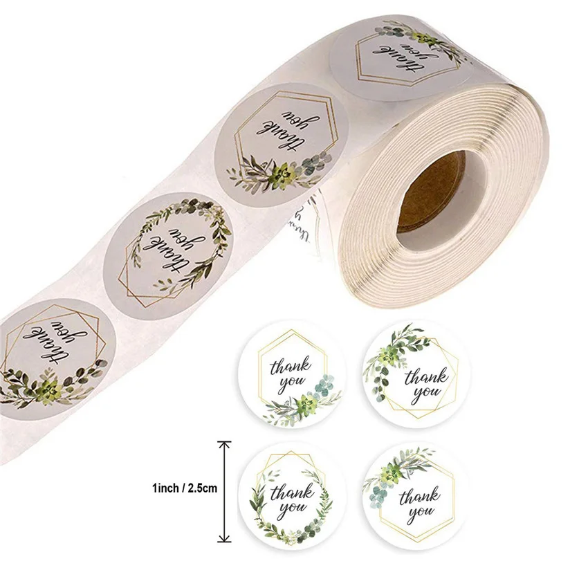 Flowers Thank You Sticker Paper Labels Round Reward scrapbooking Stickers Wedding Party decor Envelope Seals Stickers Stationery