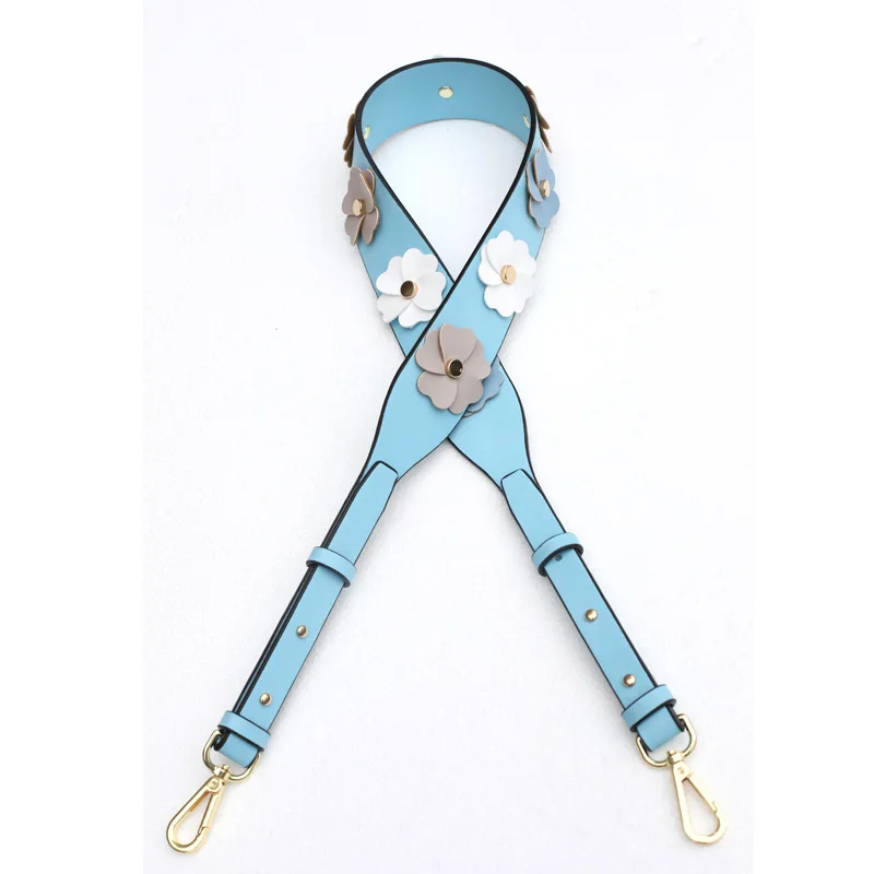 Light blue Bag Strap Роскошная женская сумка на ремне через плечо, кожаный ремень, новинка, Модный цветочный регулируемый ремень для сумки, аксессуары для путешествий через плечо, ремень - Цвет: Light blue Bag Strap