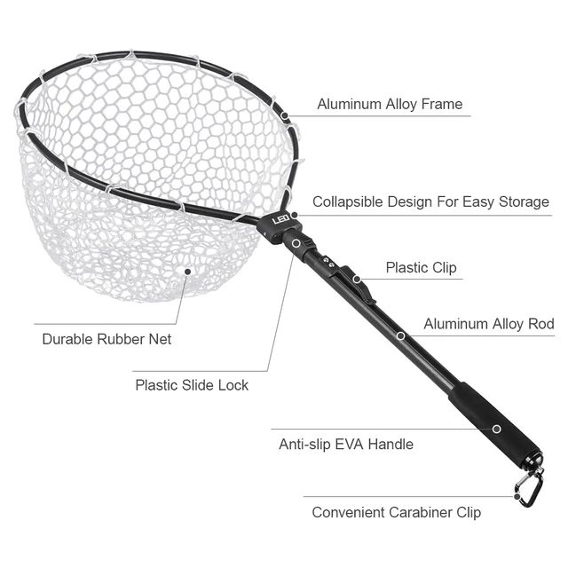 Retractable Fishing Net Foldable, Foldable Landing Net Pole