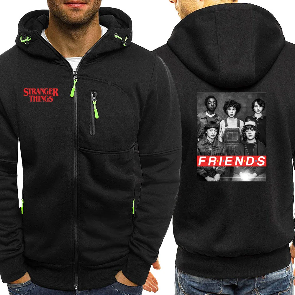 Autumn New Stranger Things Friends Vintage Print Coat Sweatshirts Men Hoodie Zipper Streetwear Casual Long Sleeve Jacket Zipper