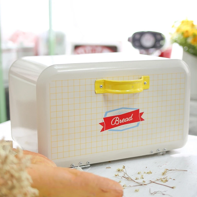 

French Vintage Bread Box Storage Bin Powder Coated Bread Iron Snack Boxes for Kitchen Home Decor