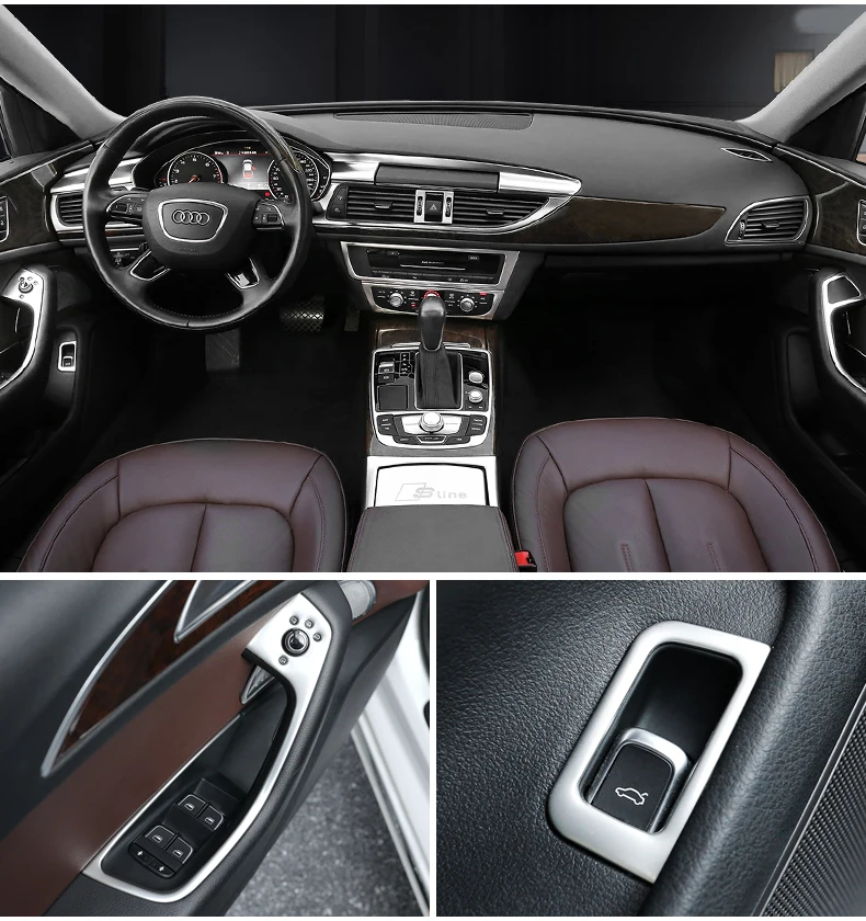 Aiwins автомобильный Стайлинг для Audi A6L черный титановый костюм внутренняя модификация и обновление специальный центр управления шестерней переключения передач отделка