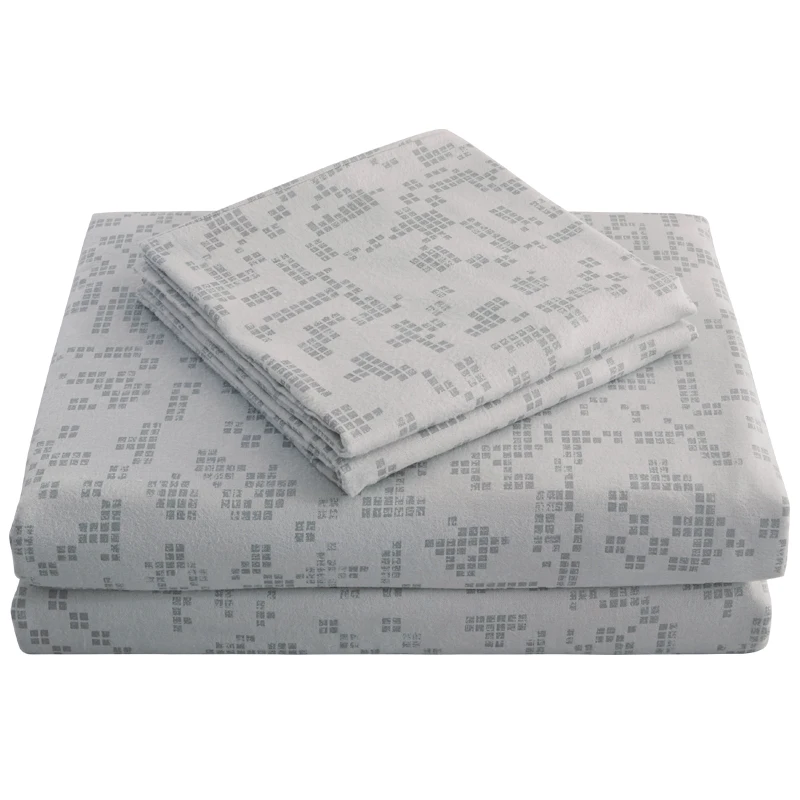Light Grey PHF фланелевая простыня комплект из 4 предметов с клетчатым принтом хлопковые простыни наборы мягкие наборы постельного белья из ткани queen King размер светло-серый - Цвет: Light Grey