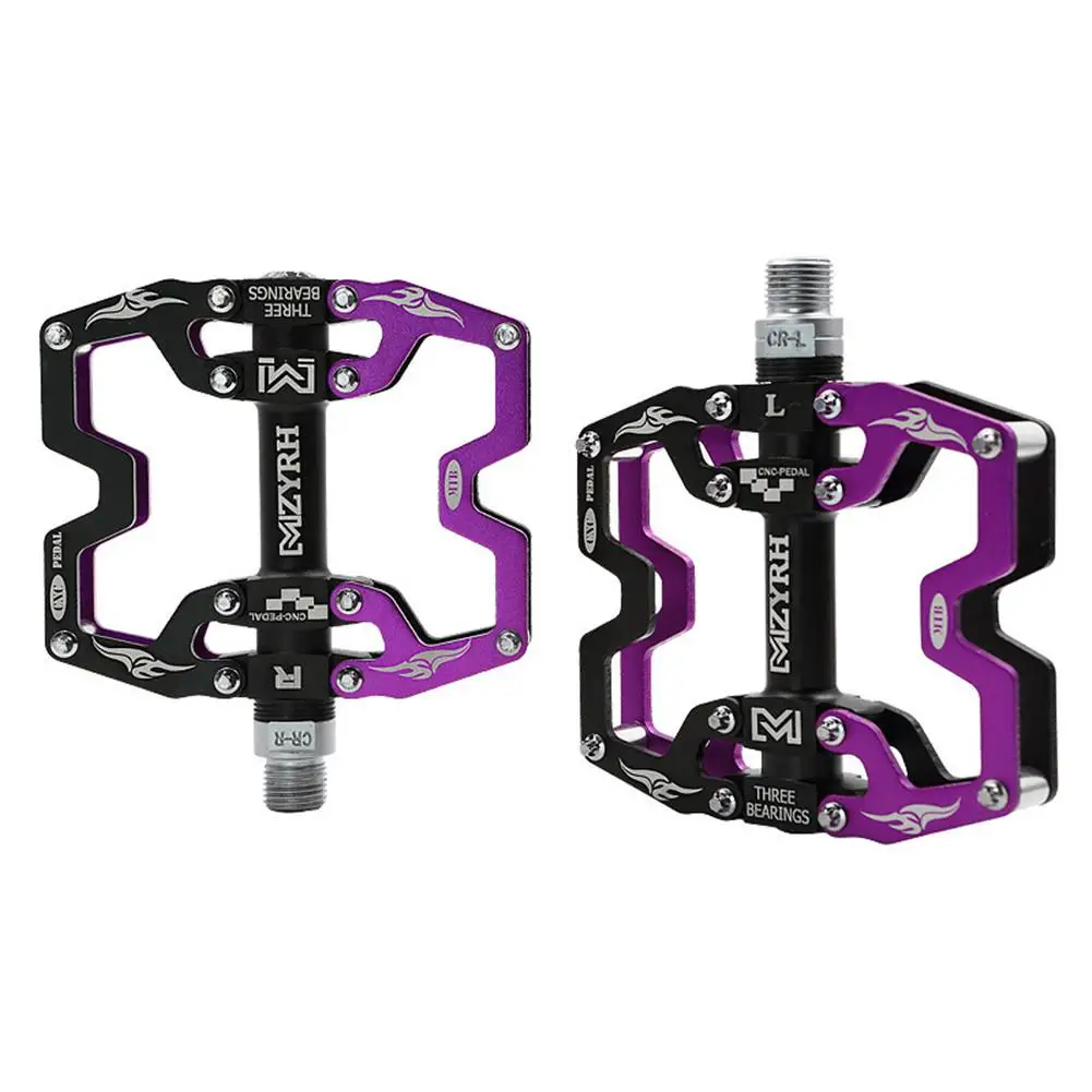 Black purple GloryStar 1 пара педали 3 подшипника педали велосипеда сильный сплав подшипник складные педали велосипедные 3 подшипника - Цвет: Black purple