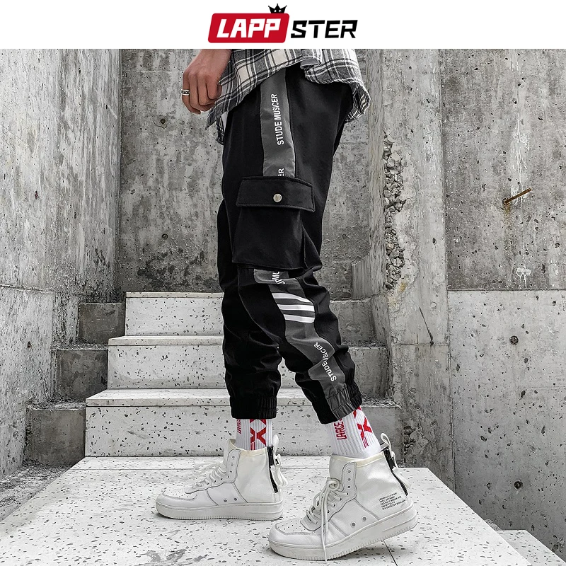 

LAPPSTER Men Japanese Streetwear Joggers Pants 2019 Mens Side Striped Harajuku Track Pants Hip Hop Korean Sweatpants Trousers