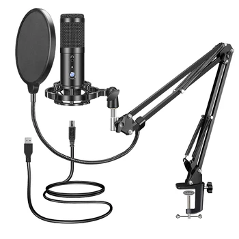 

GGMM F1+ Streaming Microphone Studio USB Condenser Microphones Hanging + Desktop Use for Laptop Mac Computer Recording Karaoke