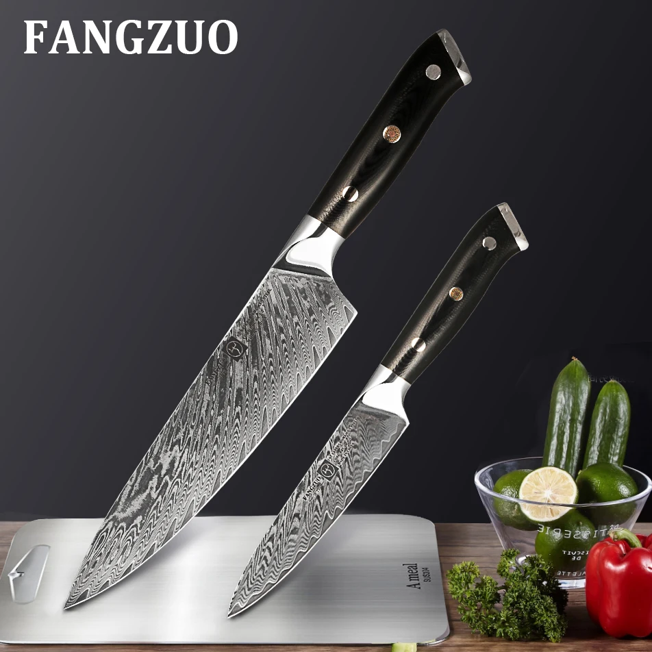 Нож шеф-повара FANGZUO из дамасской стали профессиональный японский кухонный прибор