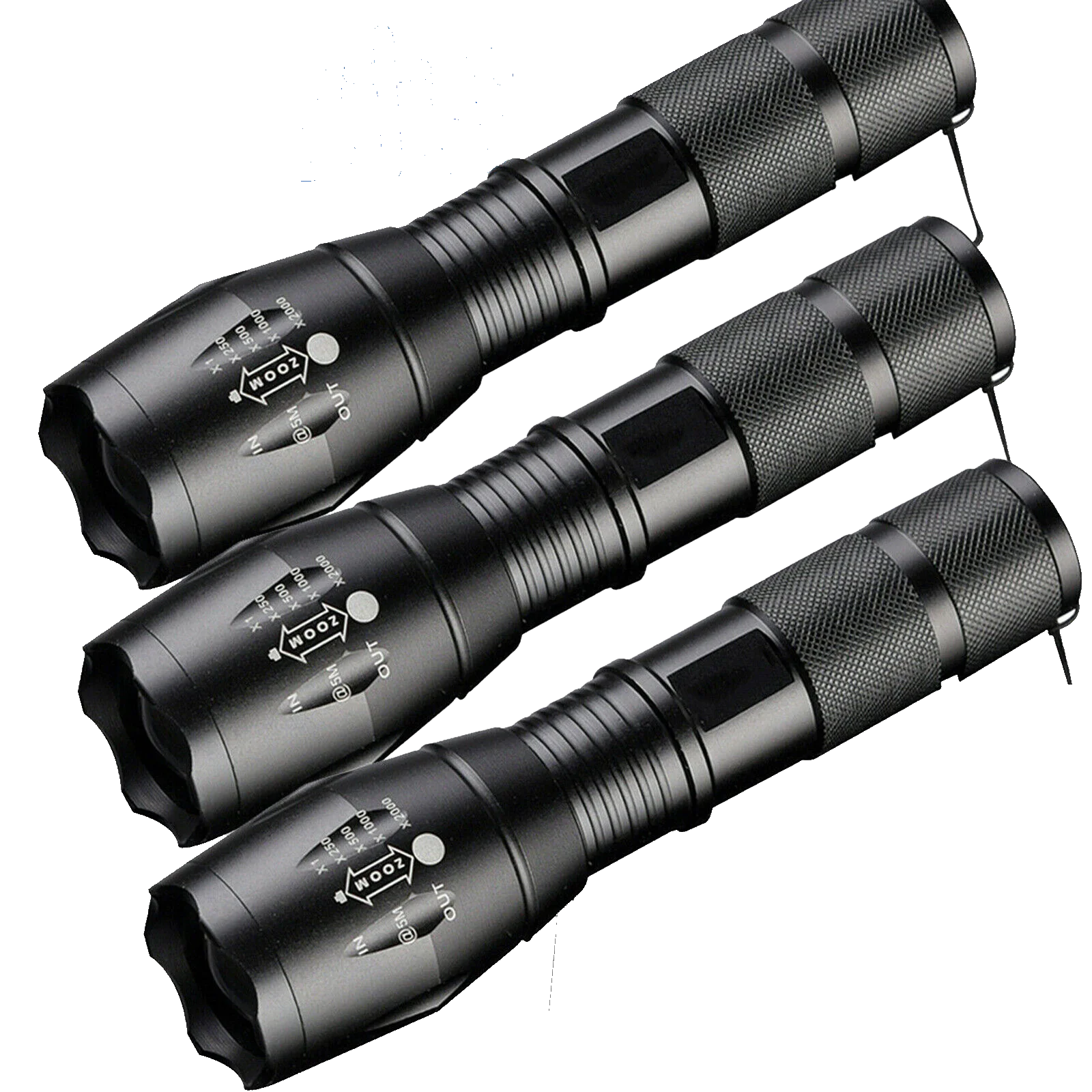 

D2 3 x Tactical 18650 Flashlight LED T6 High Powered 5 Modes Zoomable Aluminum Headlamp Powerful edc flashlight camping Lantern