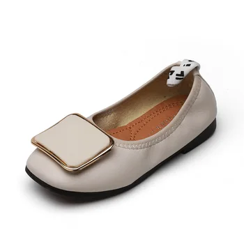 

2020 Spring Kid's Shoes Casuals Slip-On Solid Shallow Square Toe Sweet Flat Heels Non-slip fl2020-91