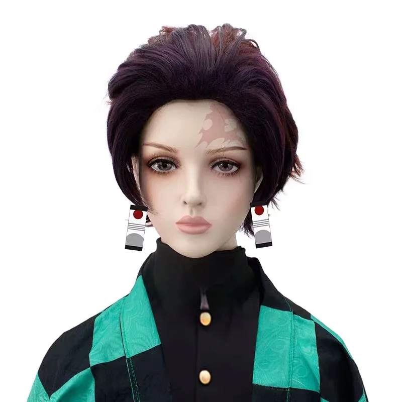 AniHut Kamado Tanjirou парик Kimetsu no Yaiba Demon Slayer Косплей волосы синтетические термостойкие