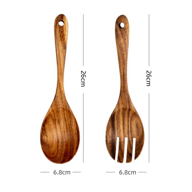 Utensilios de madera para cocinar, cucharas de madera de mango largo  inclinado de cola larga, juego …Ver más Utensilios de madera para cocinar