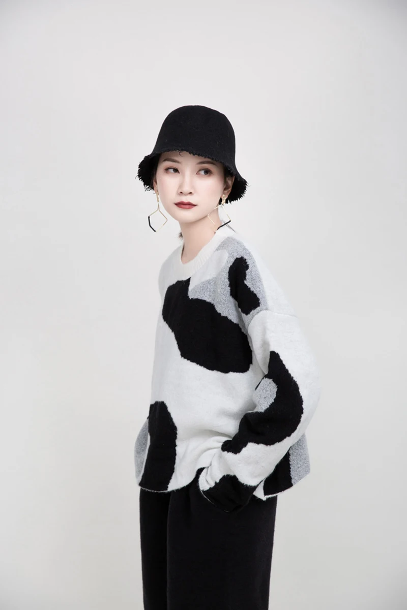 Top mujer femme mink cashmere fashion loose V-neck