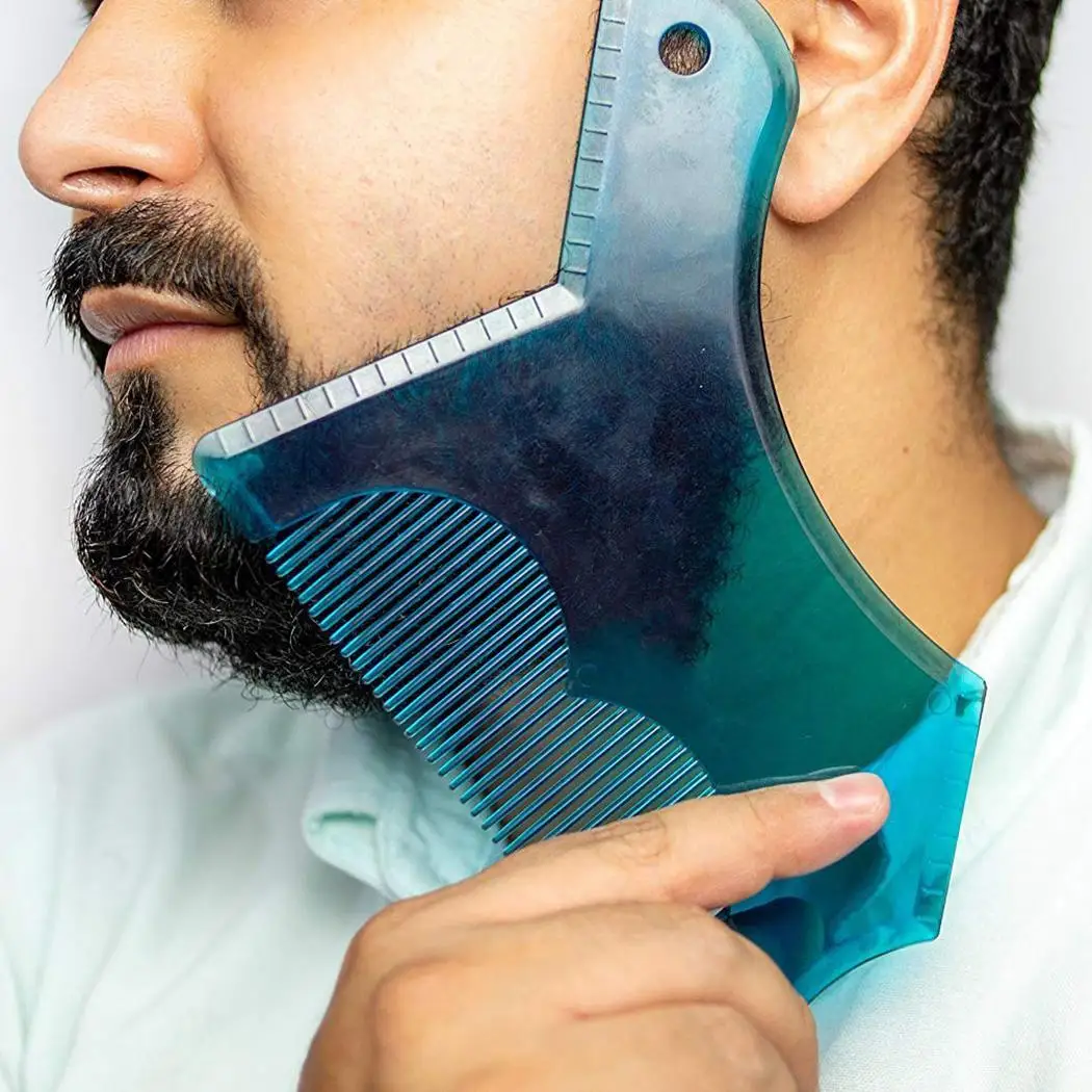 

Men Beard Shaping Ruler Styling Template Trim Comb Beauty Tools Blue