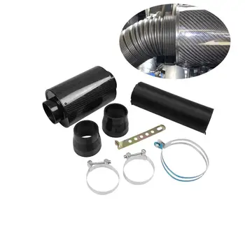 

3" Filter Box Carbon Fiber Car Induction Cold Air Intake System Hose Kit Car Air Bellow Air Filters Part Auto Accessories