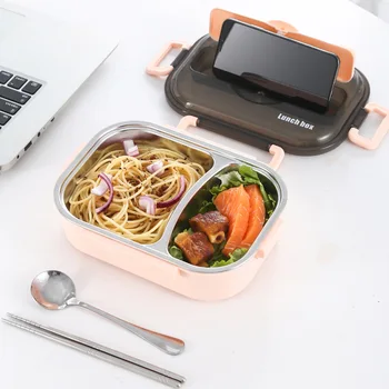 

With Compartment Lunch Box Microwave Food Container Lunch Box Japanese 1PC Bento Box 304 Stainless Steel Hot Sale Tableware Kids