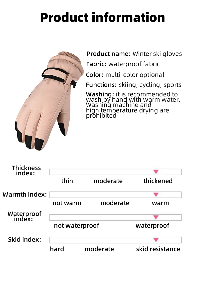 Winter Ski Gloves Snowboard Snowmobile Motorcycle Riding Gloves Windproof  Touch Screen Snow Gloves For Unisex