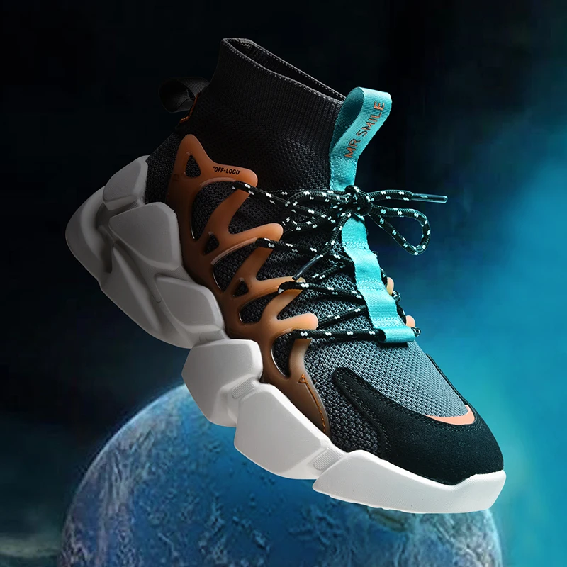 Кроссовки мужские летающие легкая спортивная обувь плетеные для улицы