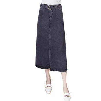 

Long Denim Skirt Vintage High Waist Pencil Black Blue Slim Women SkirtsLadies Office Sexy Jeans Faldas